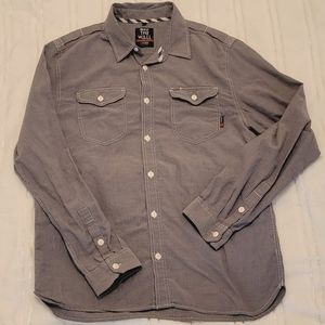 Mens used Vans Off The Wall for Joel Tudor XL Gray w/white stripes Long Sleeve